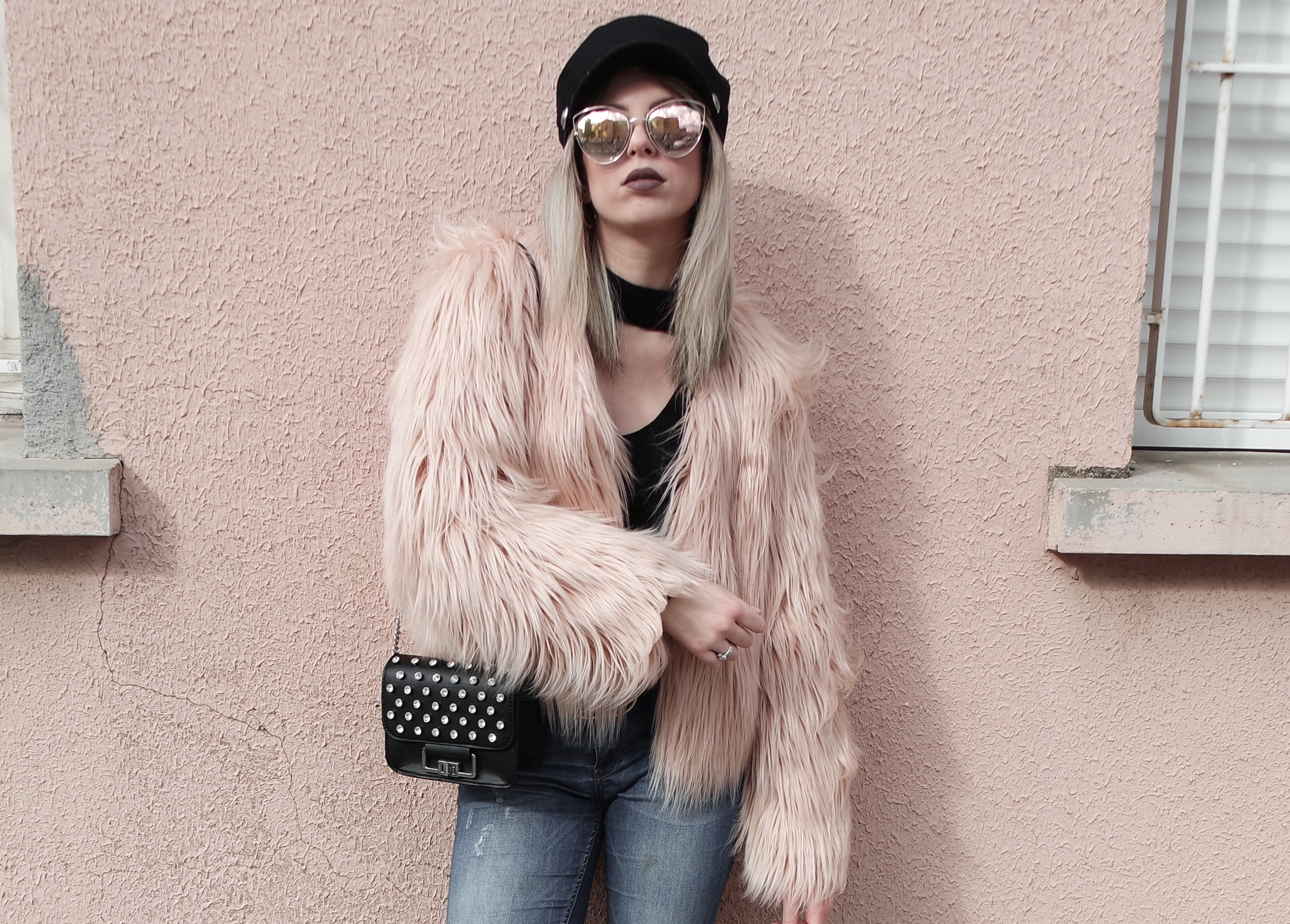 pink faux fur