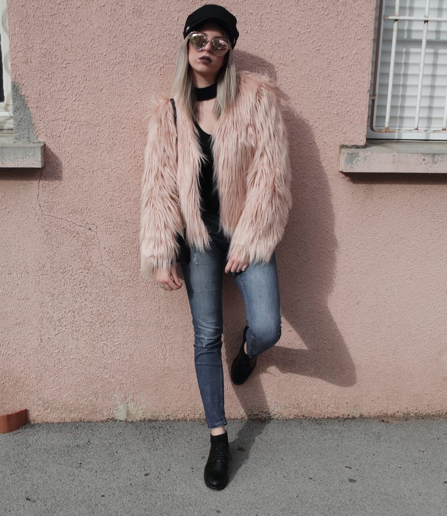 pink faux fur