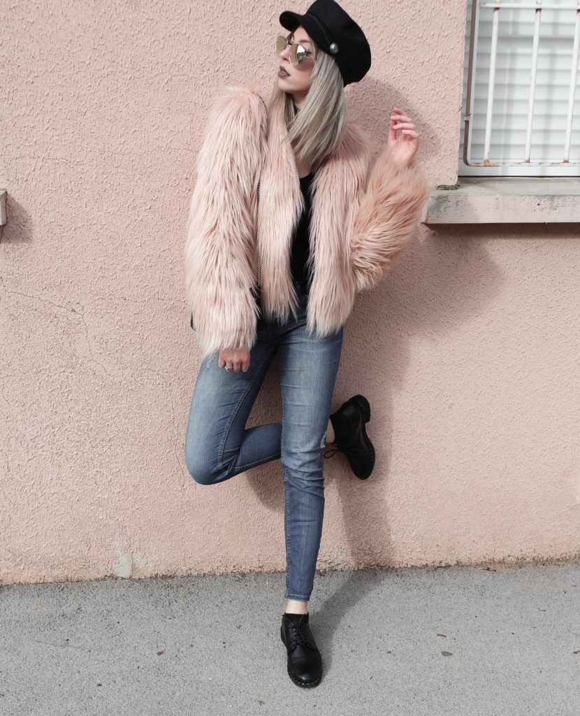 pink faux fur