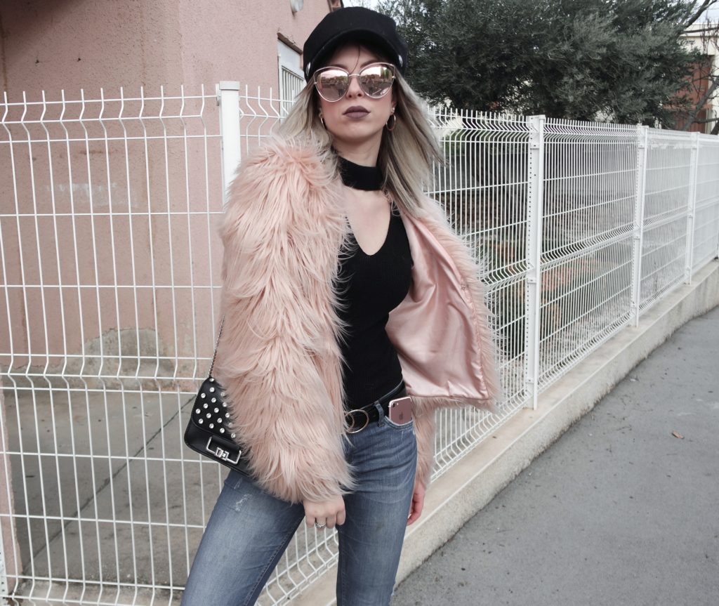 pink faux fur