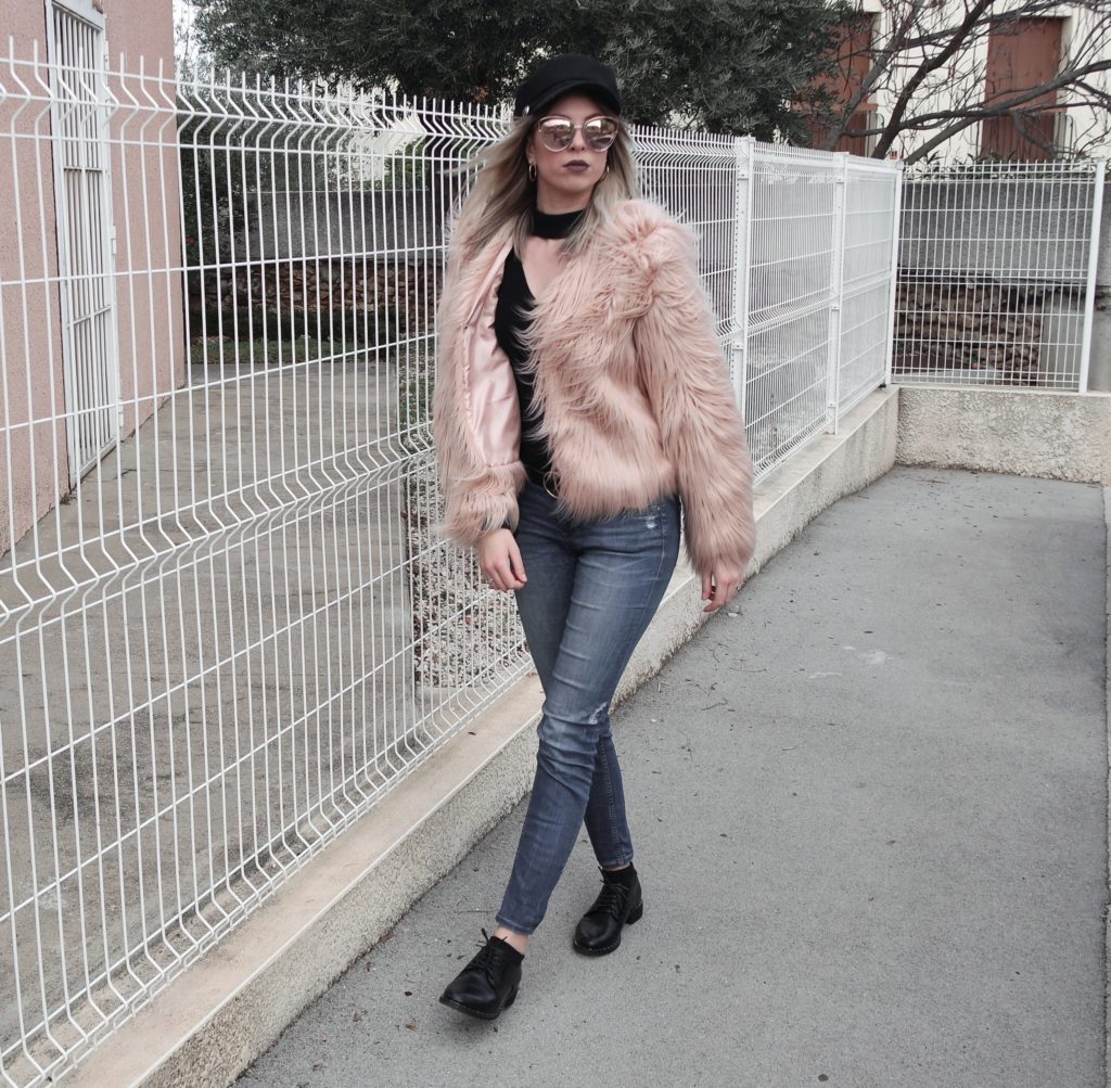 pink faux fur